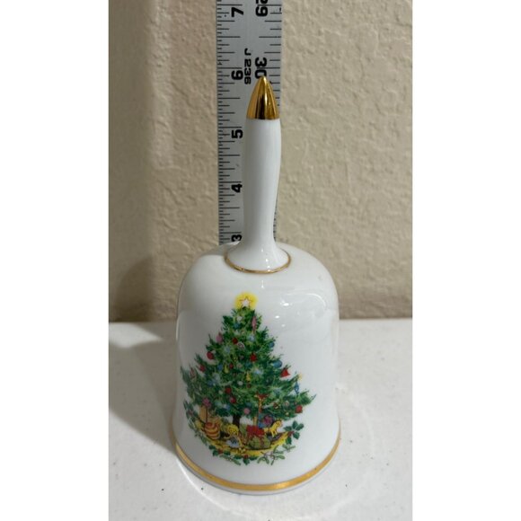 Vintage Christmas 1982 Porcelain Bell With Christmas Tree Design Western Germany - Picture 5 of 5